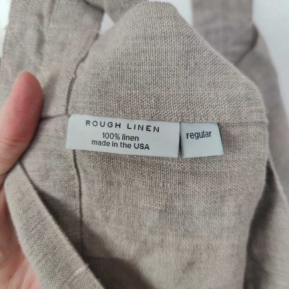 Rough Linen Unisex Pinafore Apron Regular Beige 100% Linen Pockets Cottagecore - Picture 6 of 9